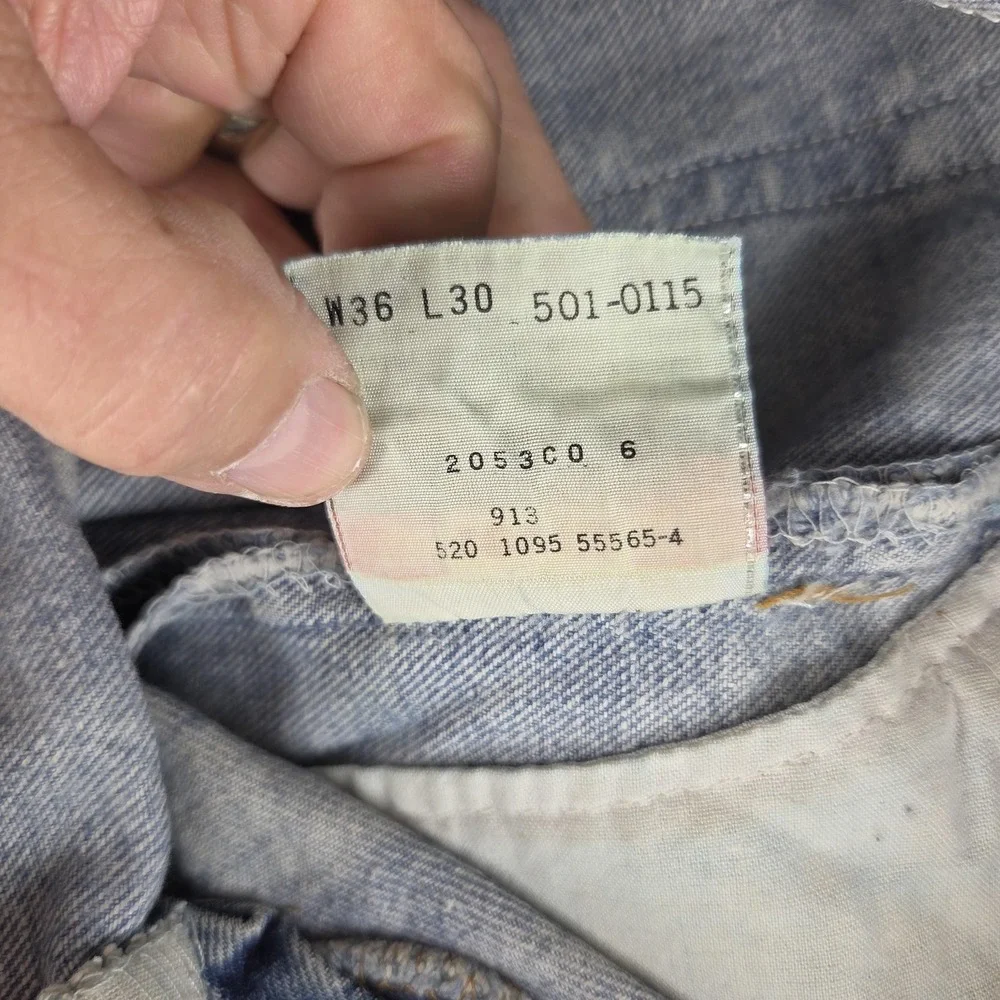 Vintage Levis 501 Jeans Mens Blue Straight Button Fly USA Altered Hem Fits 36x27